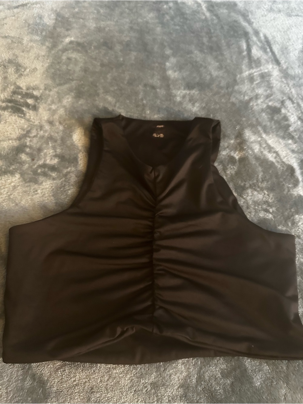Tommy Hilfiger Black Ruched Front Crop Tank Top